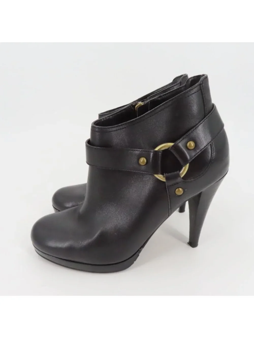 Cole Haan 6.5 B Women Kennedy Solid Black Leather Platform Ankle Boots Booties